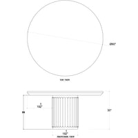 Technical dimensions of the round dining table.