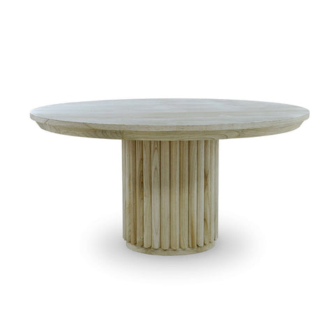 Ribbed Column 60" Round Dining Table - Fruitwood Finish