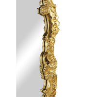 Side view detail of Rococo giltwood mirror frame.