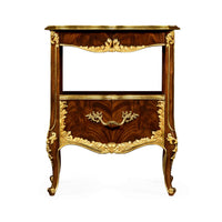 Front view of gilt mahogany nightstand.