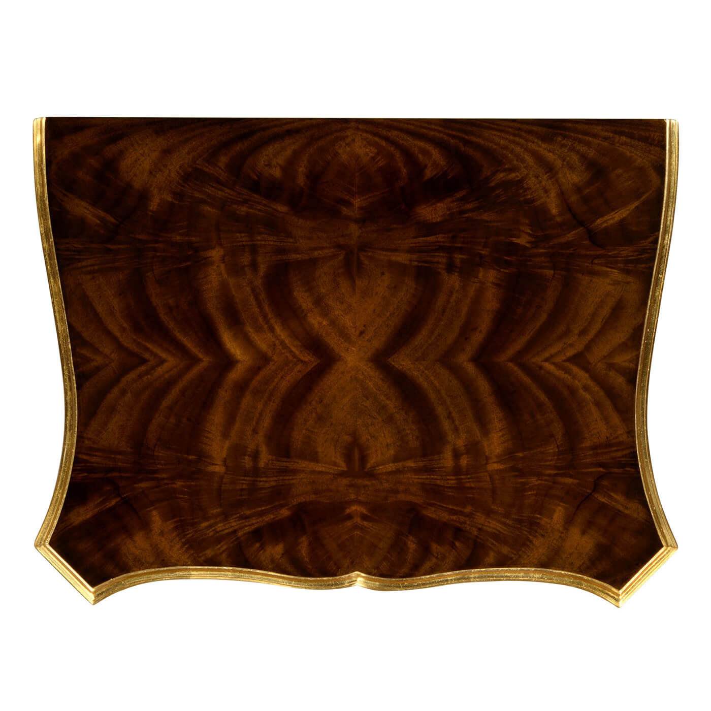 Top view of mahogany nightstand surface.