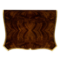 Top view of mahogany nightstand surface.