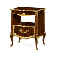 Rococo mahogany and gilt nightstand side view.