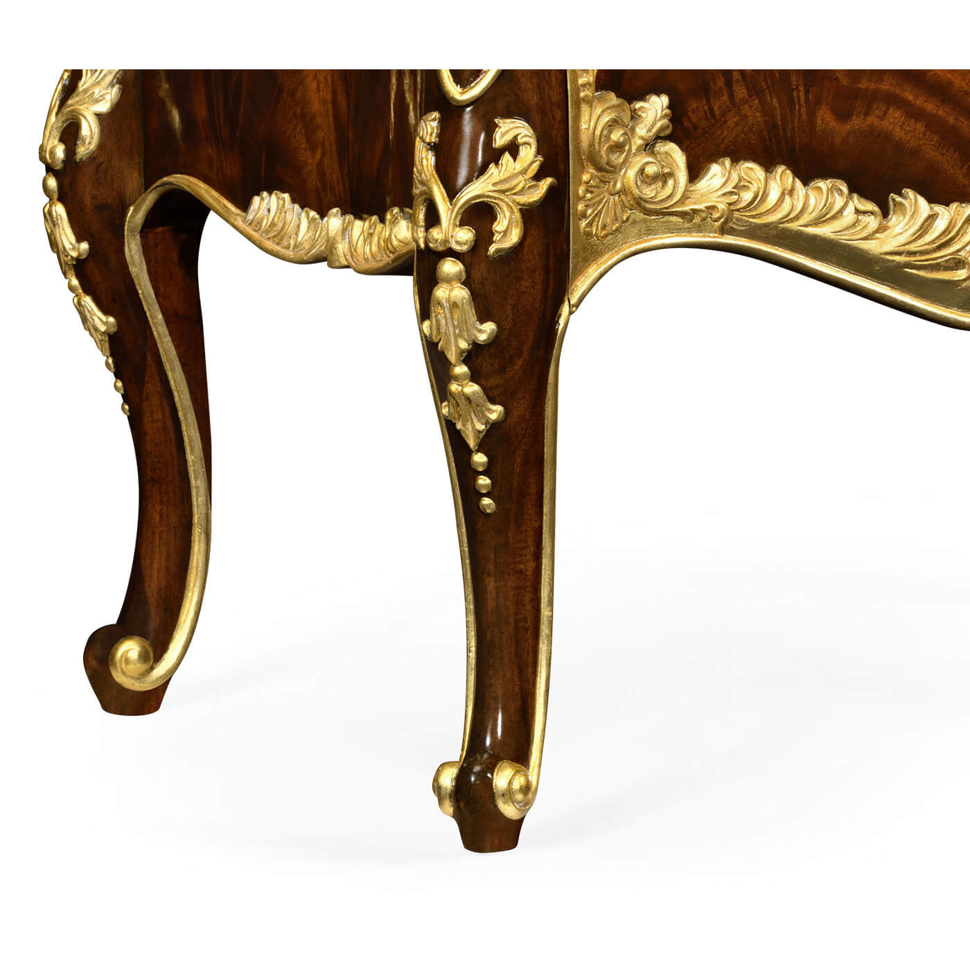 Nightstand leg with carved gilt ornamentation.