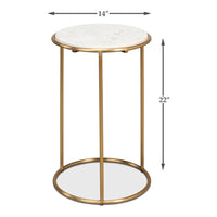 Round Brass Small Chairside Table - English Georgian America