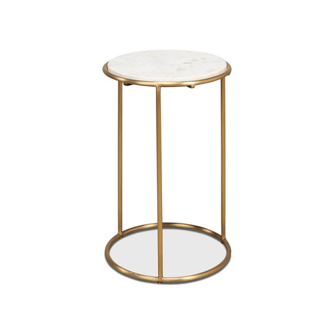 Round Brass Small Chairside Table