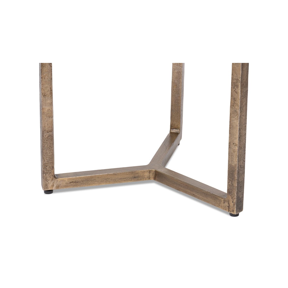 Detail of the table's metal base structure.