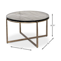 Round contemporary coffee table dimensions and sizing display.
