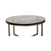 Round contemporary coffee table profile showing craftsmanship.