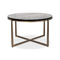 Round contemporary coffee table straight front perspective.