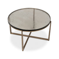 Top angle view of round contemporary coffee table.
