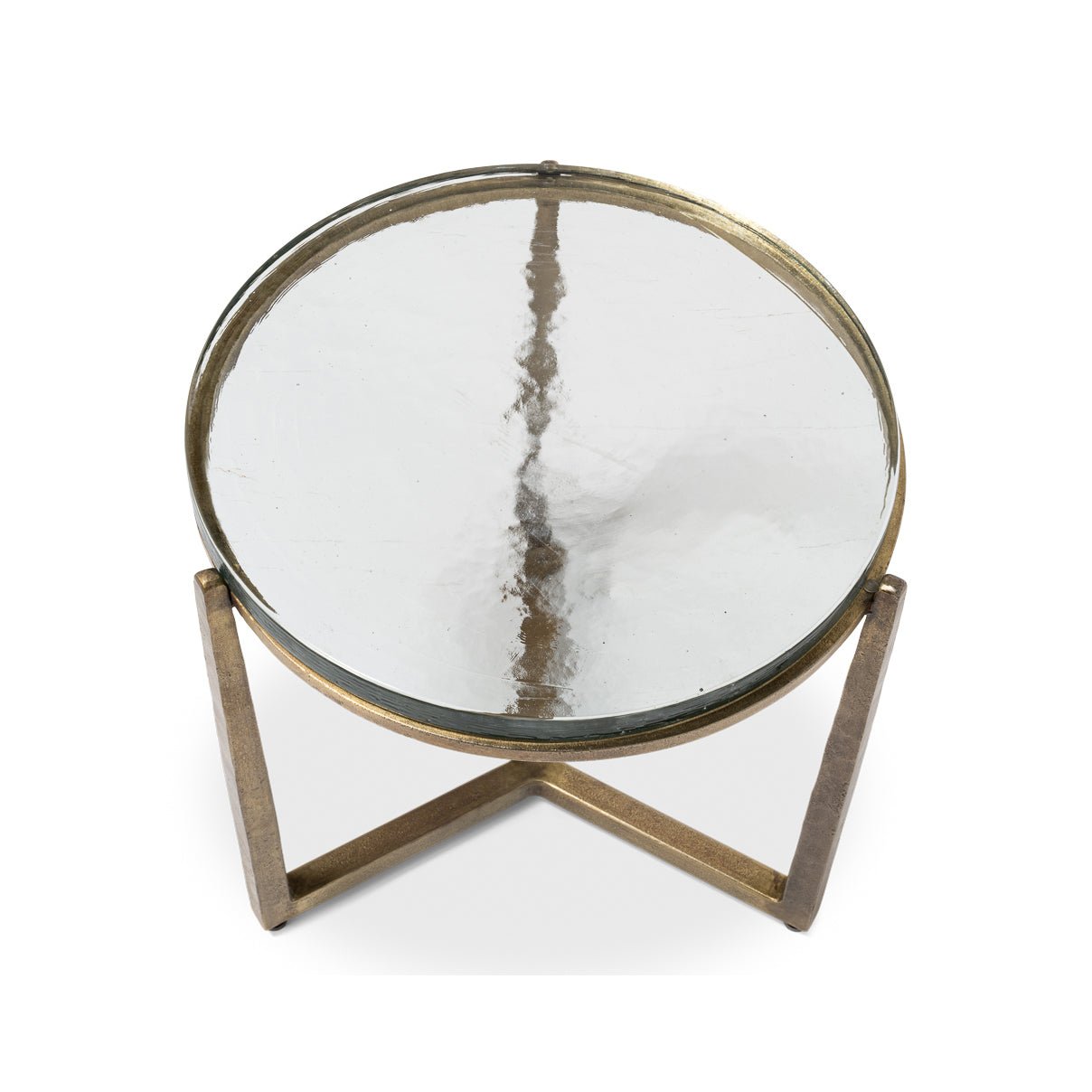 Top view of round contemporary end table.