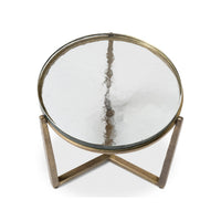 Top view of round contemporary end table.