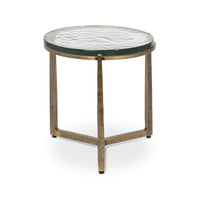 Side angle of round contemporary end table.