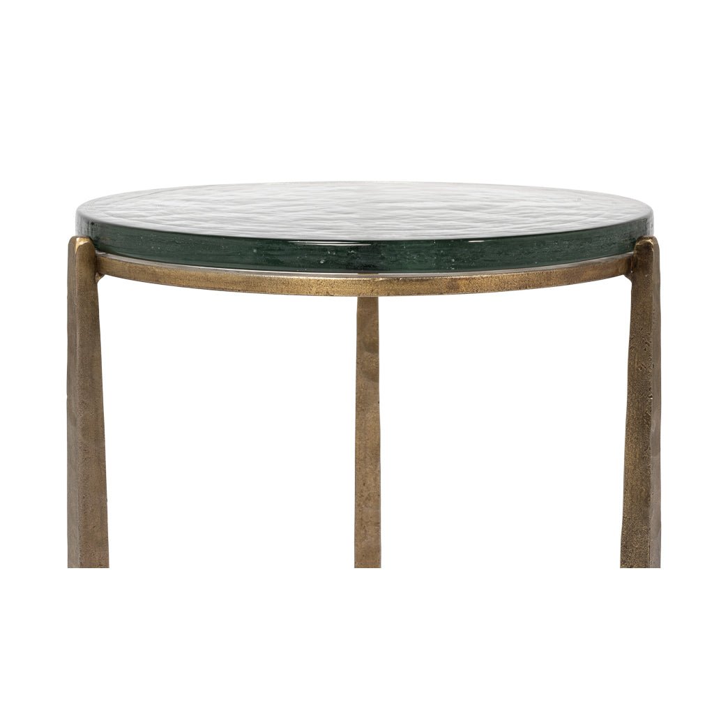 Side view showing table height and design.