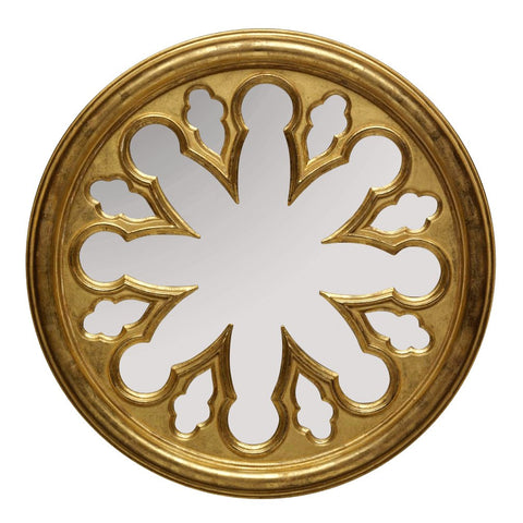 Round Gothic Giltwood Mirror