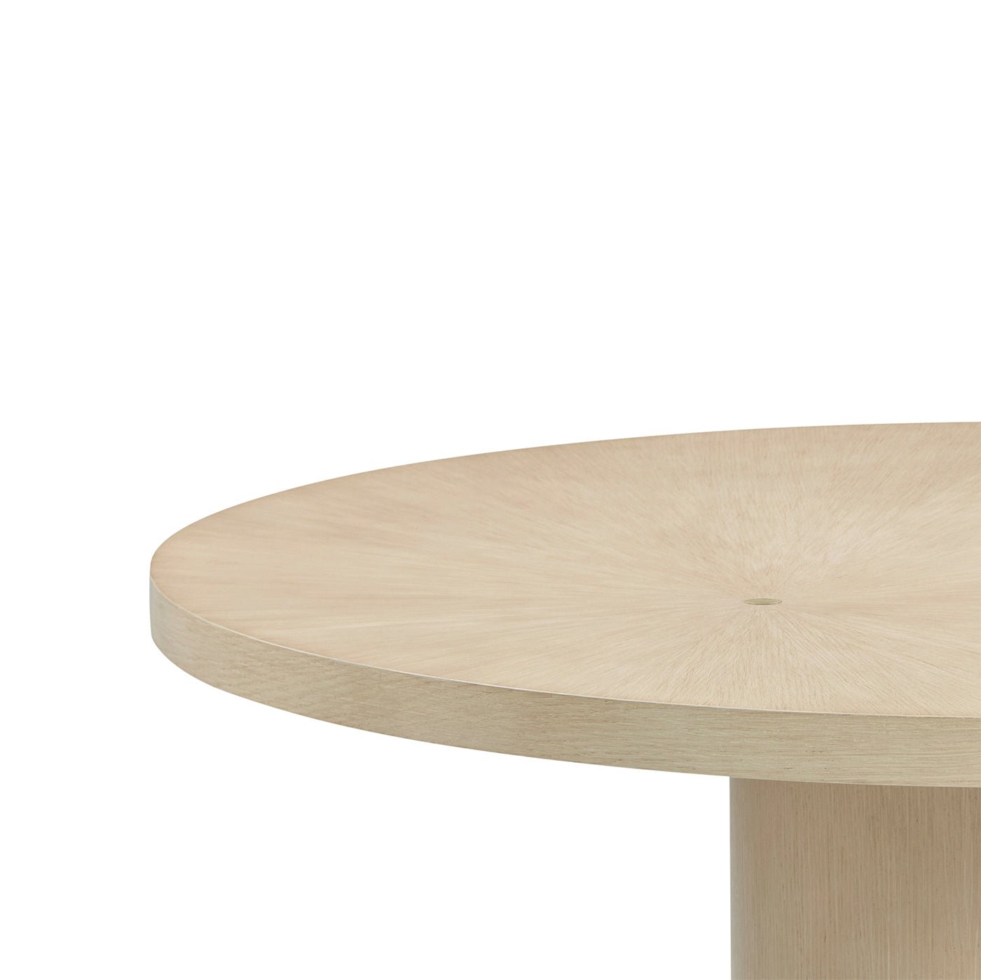 Close-up of tabletop, light wood dining table detail.