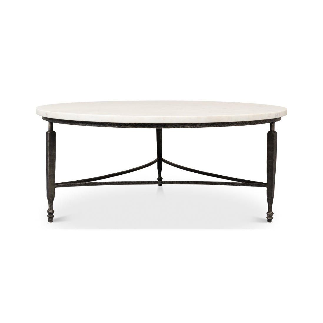 Round coffee table straight front view.