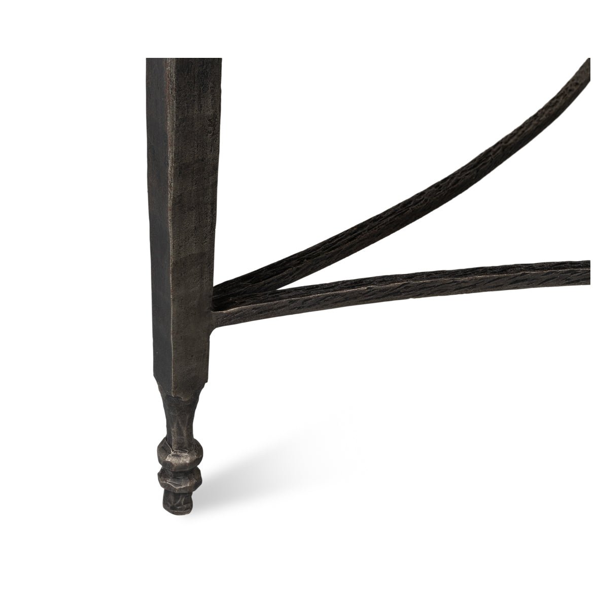 Close-up of table leg design.