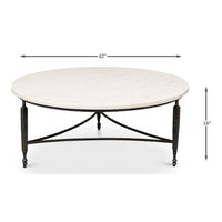Dimensions of round marble top coffee table.