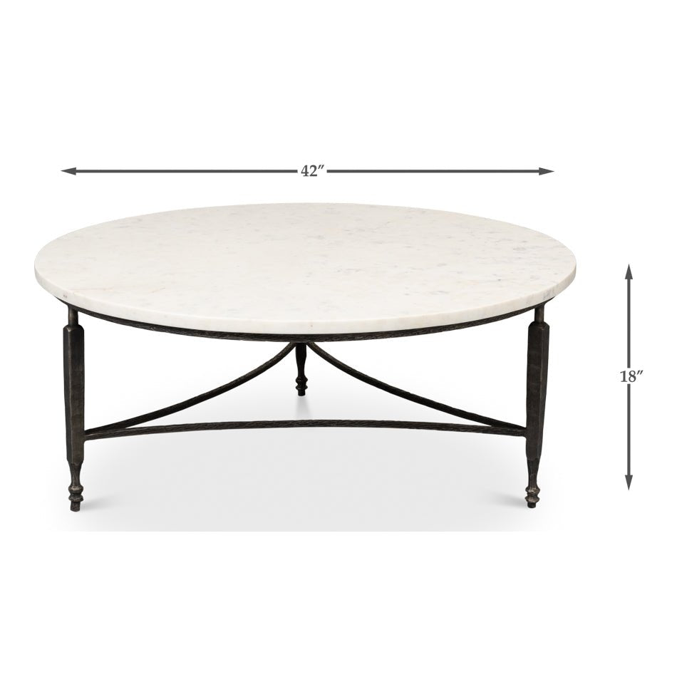 Dimensions of round marble top coffee table.