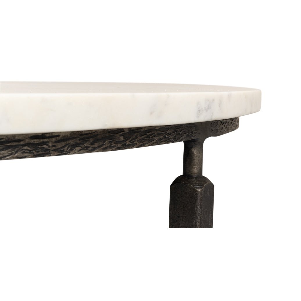 Side edge texture of marble coffee table.