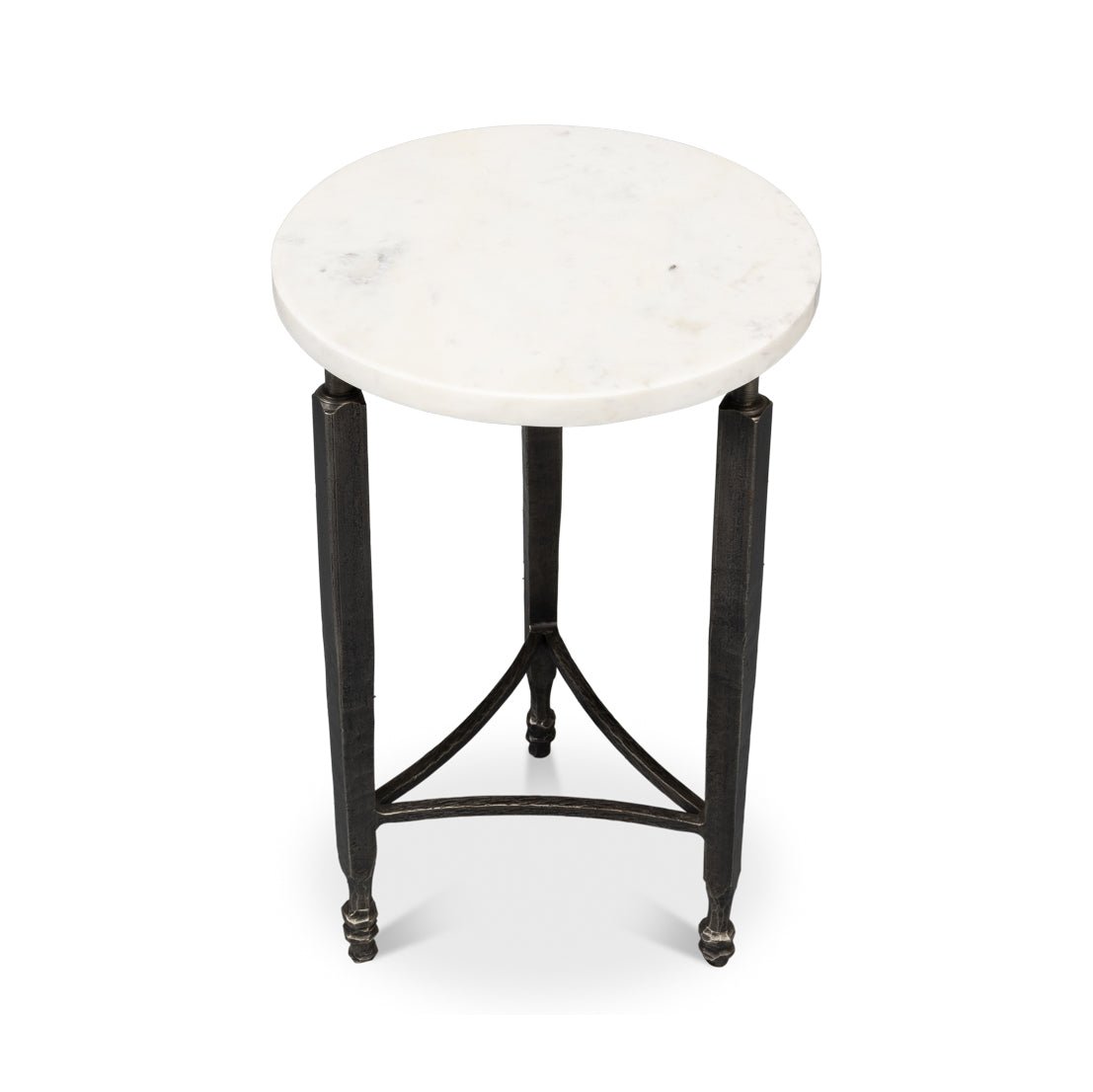 Side table with triangular support, marble top.