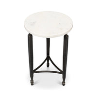 Side table with triangular support, marble top.