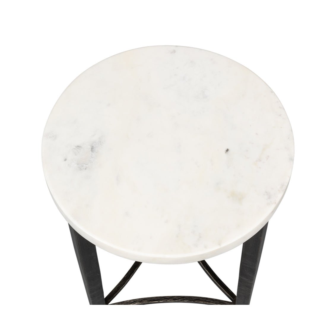 Top view of marble side table.