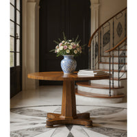 Round Pedestal Dining Table with Radial Walnut Top, room scene