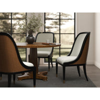 Round Pedestal Dining Table with Radial Walnut Top, room scene