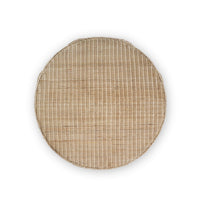 Top view of round rattan coffee table.