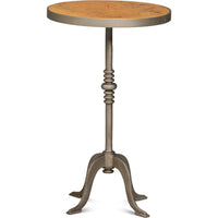 Round Tobacco Leaf Side Table in Aged Iron Finish - additional view