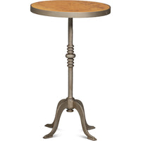 Round Tobacco Leaf Side Table in Aged Iron Finish - additional view