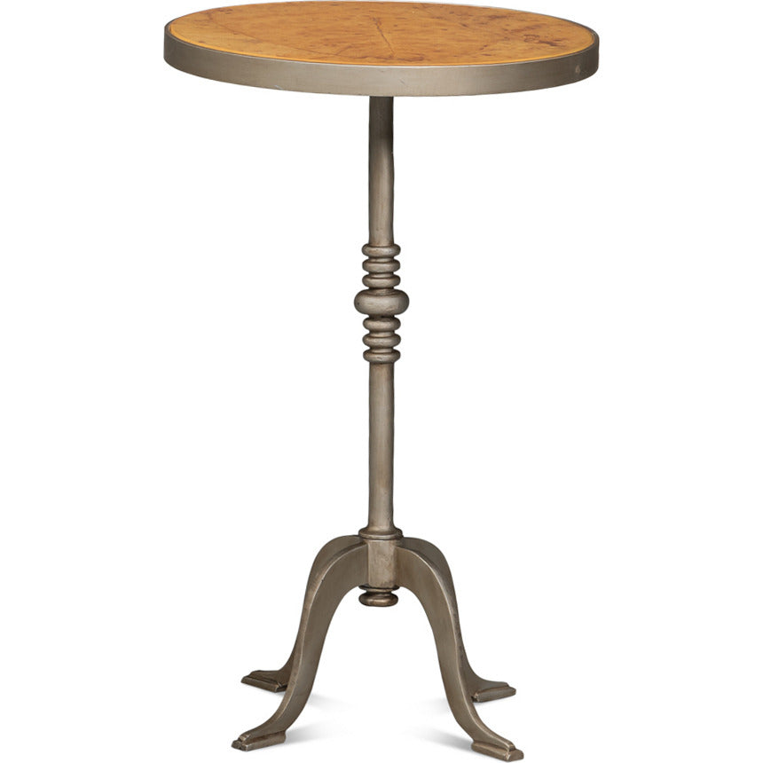 Round Tobacco Leaf Side Table in Aged Iron Finish - additional view