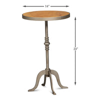 Dimension drawing for Round Tobacco Leaf Side Table in Aged Iron Finish