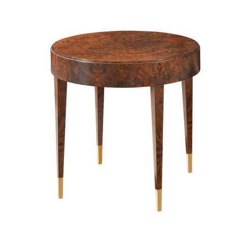 Round Walnut Burl Side Table