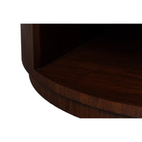 Round Walnut Drum Coffee Table with Storage Drawer - additional view