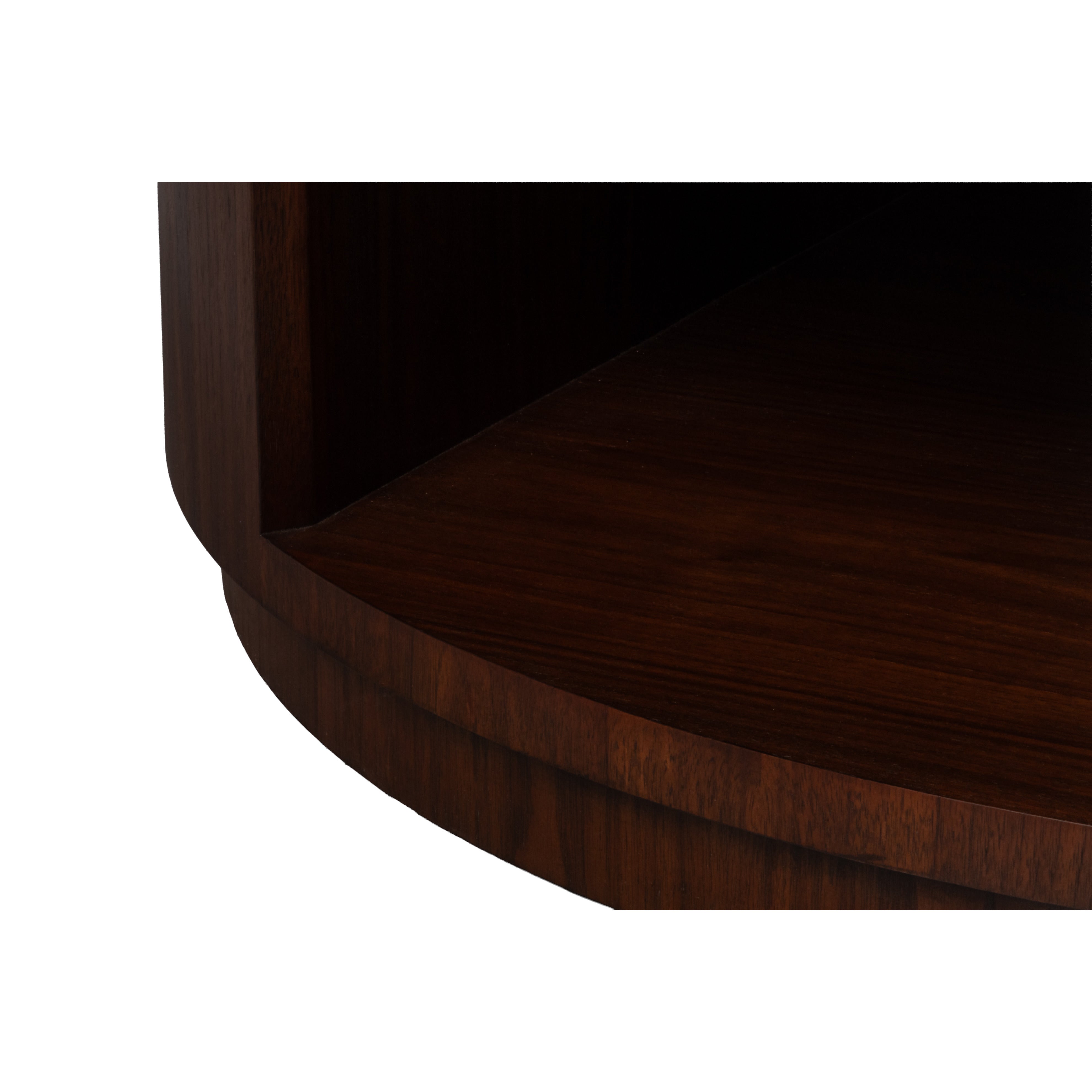 Round Walnut Drum Coffee Table with Storage Drawer - additional view