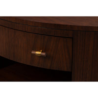 Round Walnut Drum Coffee Table with Storage Drawer - additional view