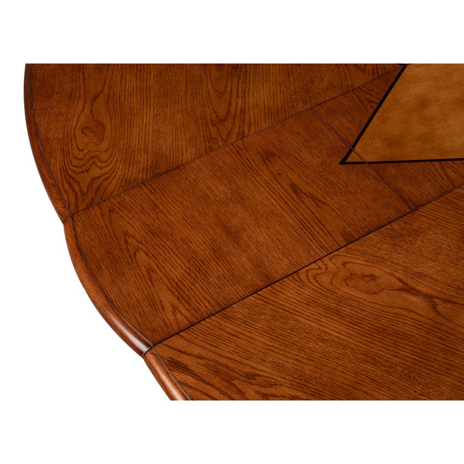 Closeup of walnut dining table wood grain and pattern.