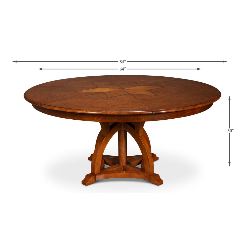 Dimensions of round walnut Jupe dining table.