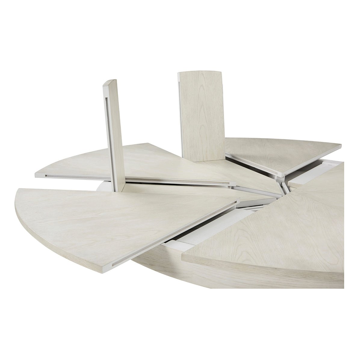 Close-up of dining table expansion leaves
