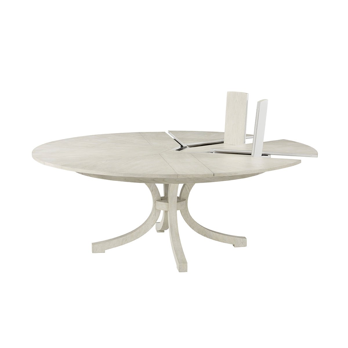 Dining table expanding mechanism partially open