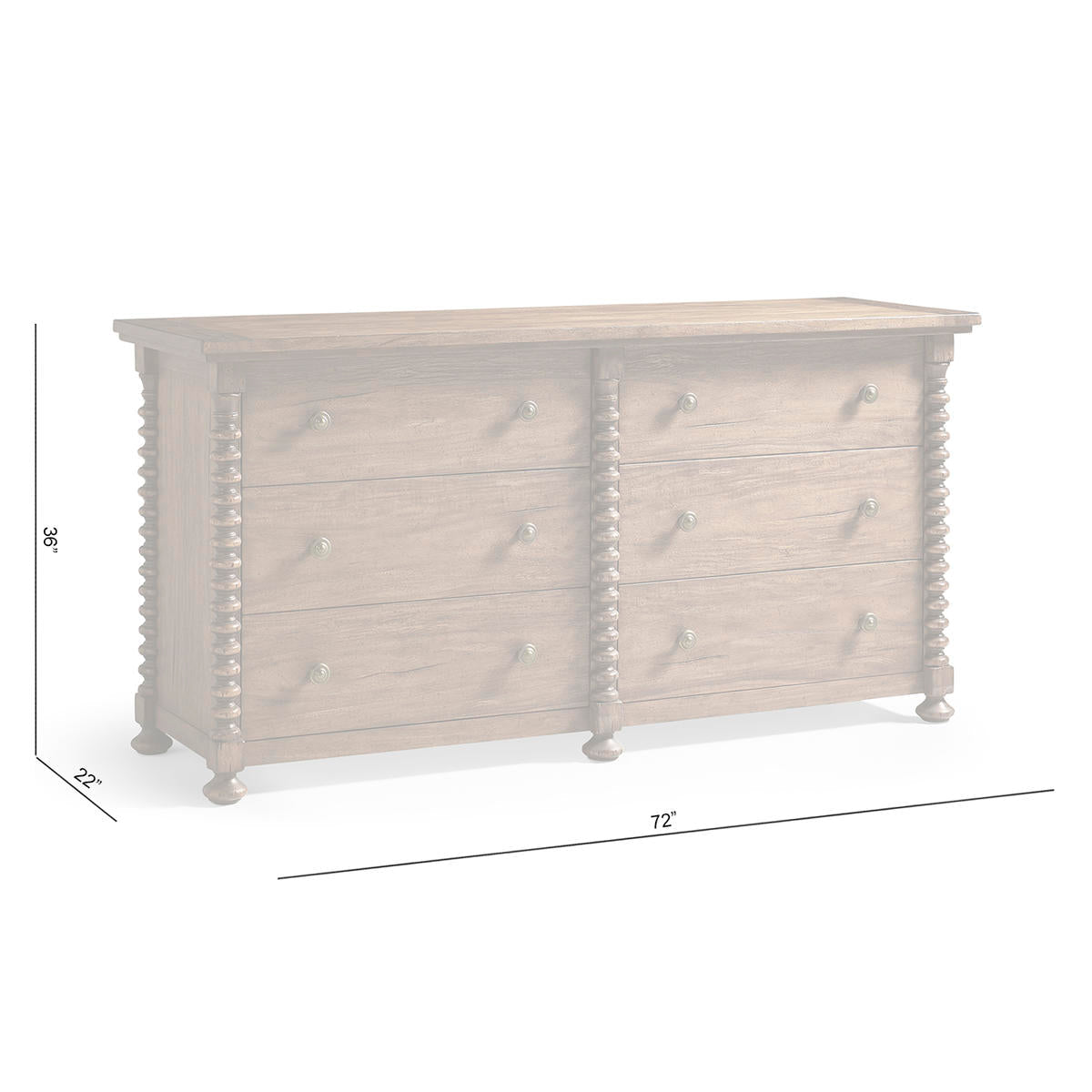 Dimensions of Rustic Colonial double dresser.