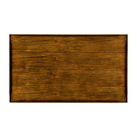 Top view of rustic country coffee table surface.