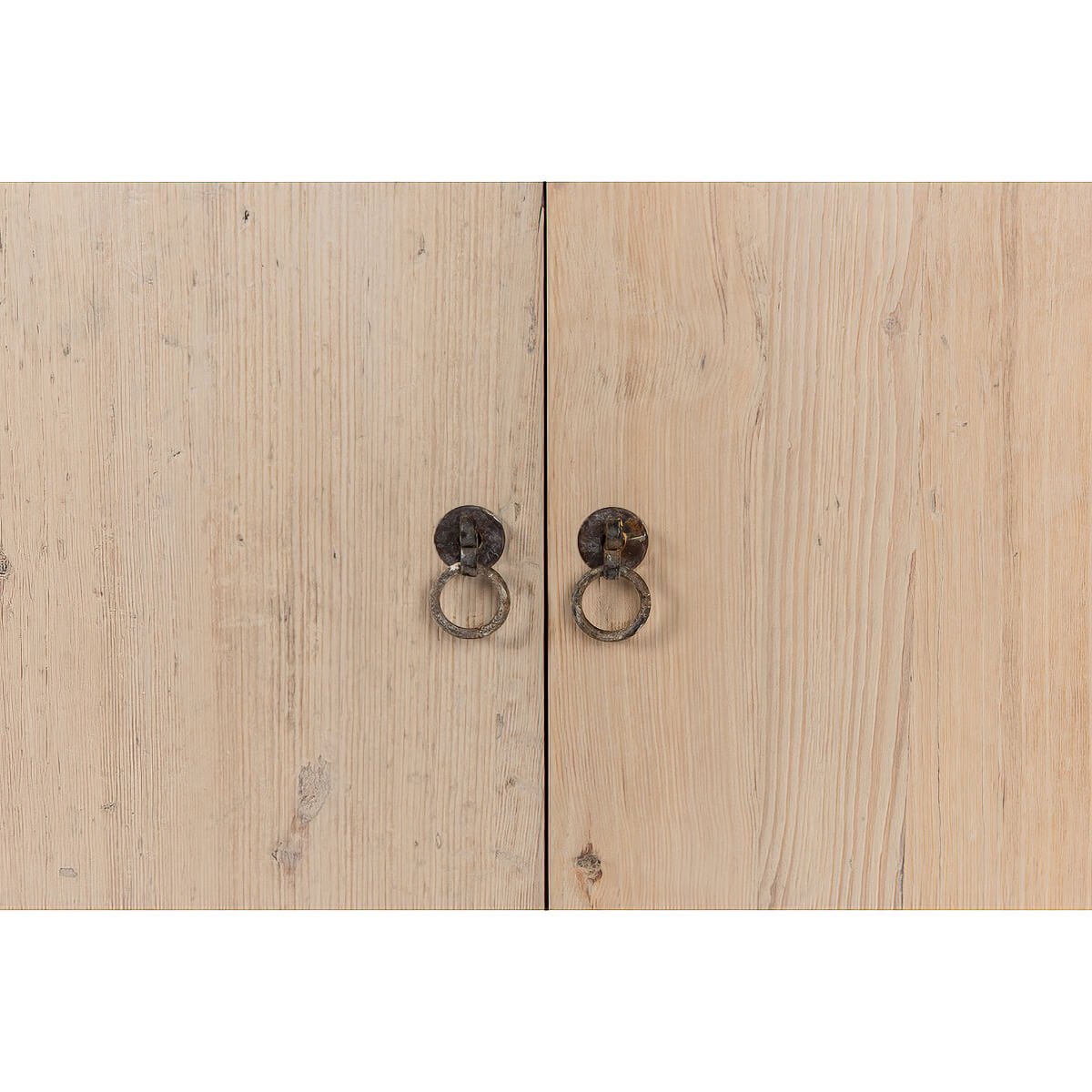 Close-up door handles rustic country house cabinet sideboard.
