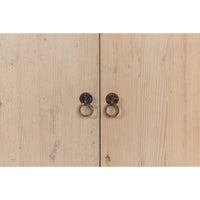 Close-up door handles rustic country house cabinet sideboard.
