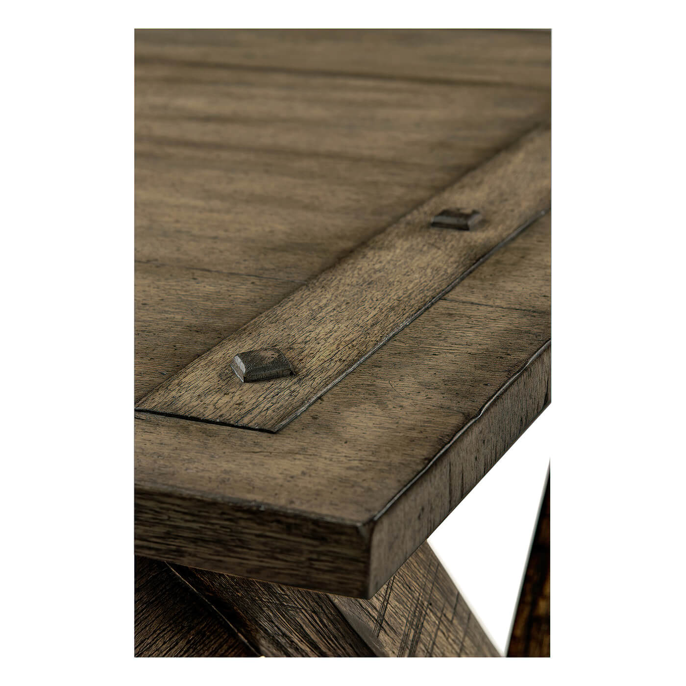 Rustic country walnut desk, close-up of wood texture.