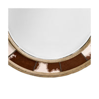 Bottom section detail of cowhide mirror inlay.